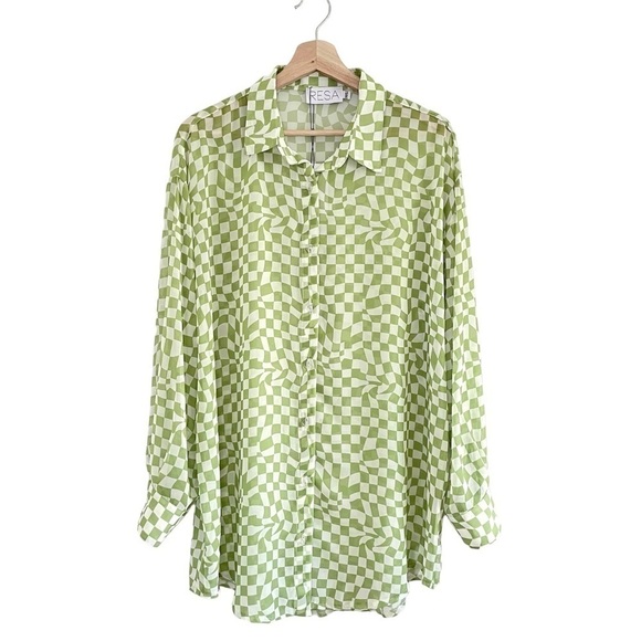 NWT RESA Monica Sheer Chiffon Blouse Long Sleeve Button Down Shirt Hendrix M/L - Picture 6 of 15